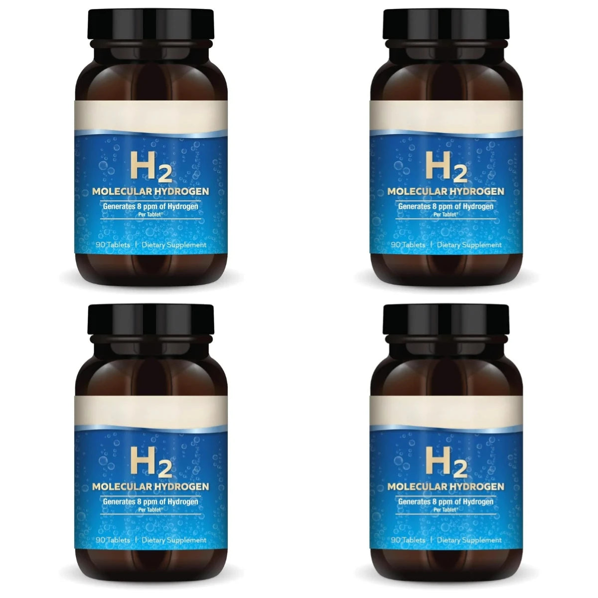 Molecular Hydrogen H2 Tablets 90 Count Elemental Magnesium 8 PPM GMO-Free General Wellness Supplement for Health Maintenance