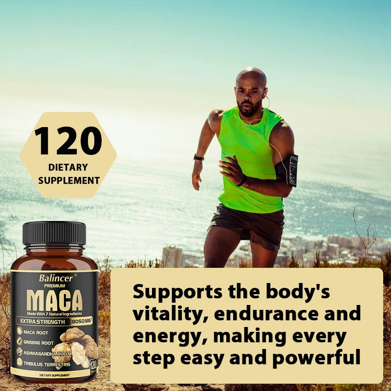 Powerful Maca Capsules, Boosts Vitality and Performance, Essential for Men, Supplement for Boosting Endurance and Strength