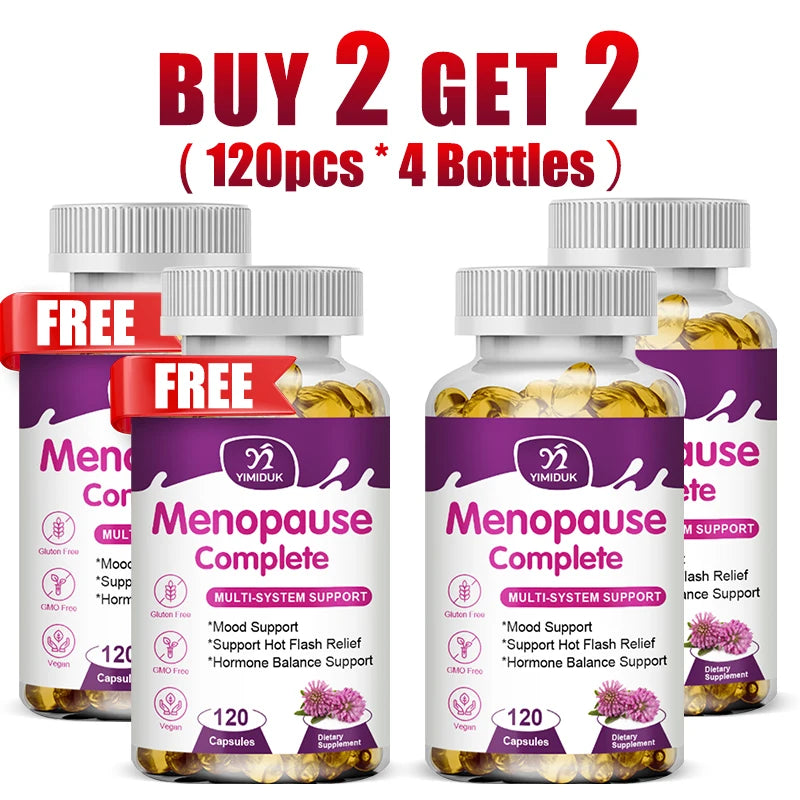 Buy 1 Get 1 Free! Menopause Complete Supplement, for Hot Flash Relief, Hormone Balance & Mood, Soothes Joint Discomfort, Vegan