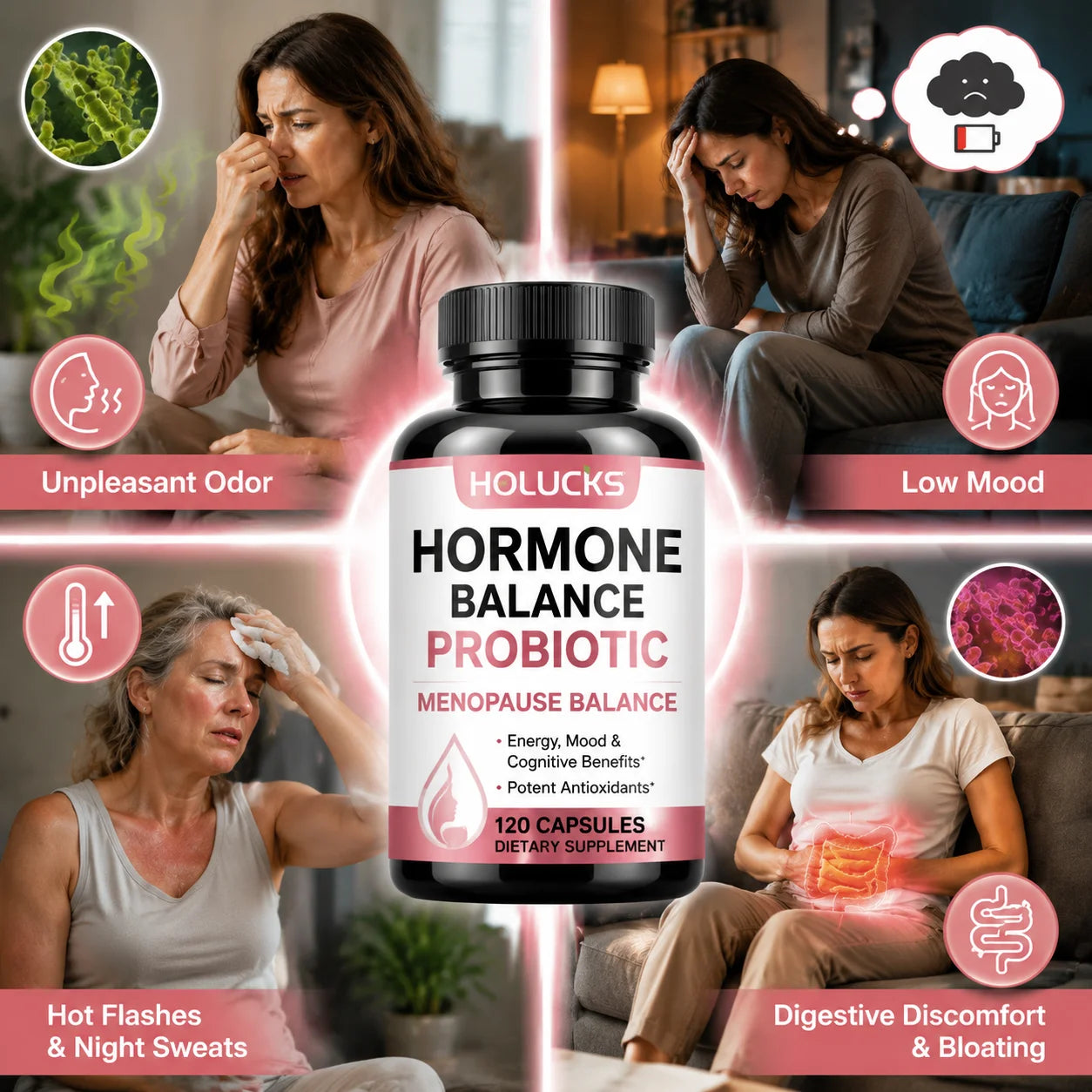 Hormone Balance Probiotic, Supports Menopause Balance, Relieves Fatigue, Mood Swings, Improve Digestion & Metabolism