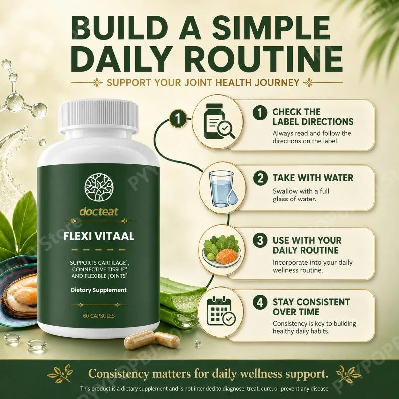 Joint Comfort Formula with Green Lipped Mussel Chondroitin MSM Collagen Supports Mobility Daily Wellness 60 Capsules