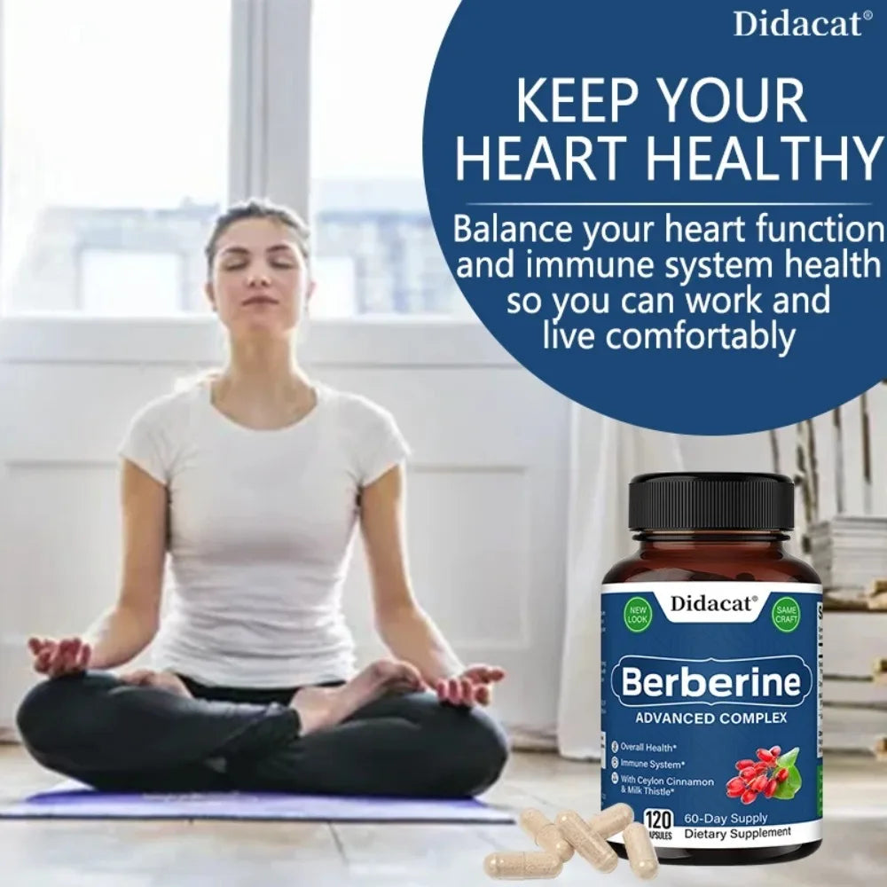 Organic Berberine Capsules - Blood Sugar Balance, Cardiovascular Health, Support Digestion,Promote Metabolism