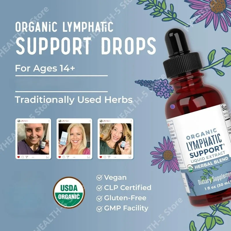 Lymphatic Support Drops Organic Lymphatic Cleanse Immune Support Supplement| Lymphatic Support with Echinacea 30 Servings