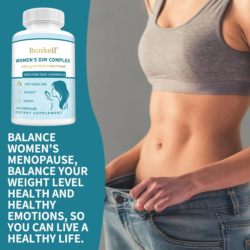 DIM Supplement with BioPerine Extract - Hormone Balance for Menopause & Prostate Health, Metabolism Boost, Body Balance