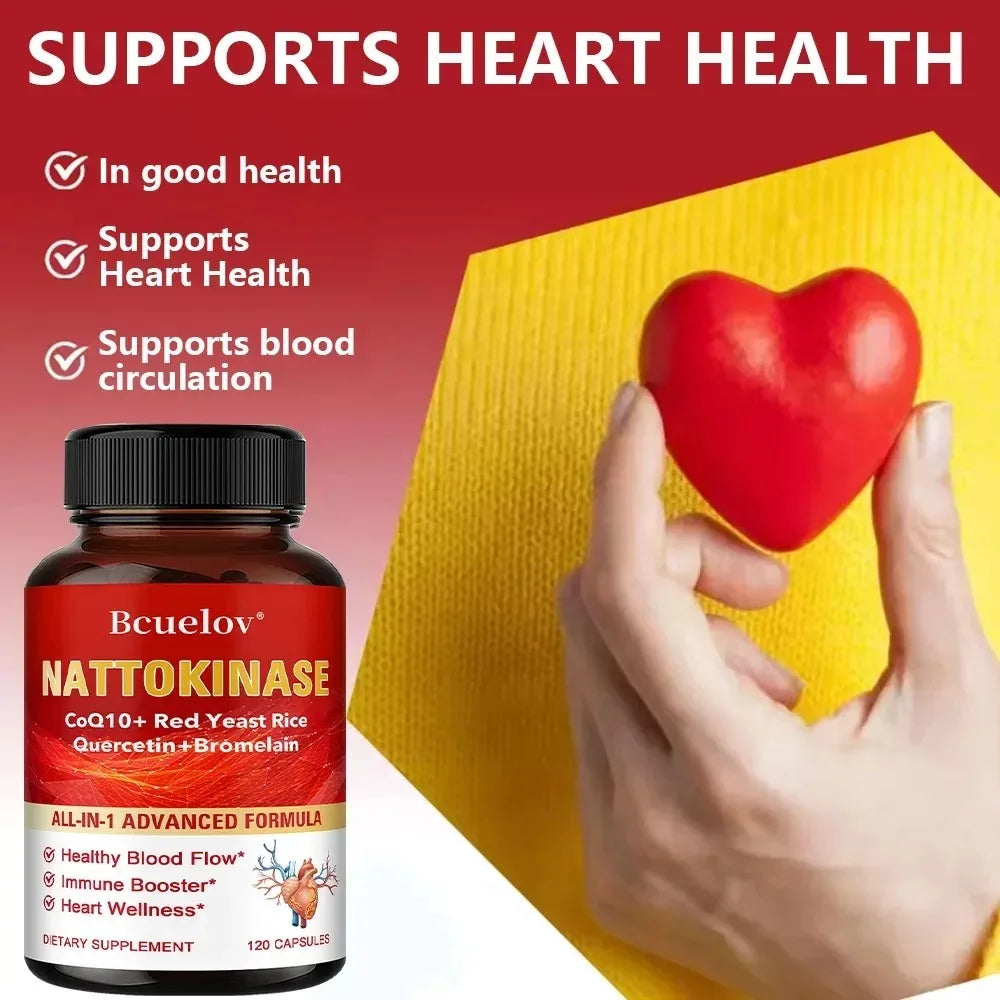 Nattokinase Capsules - Supports Heart and Circulatory Health, Helps Maintain Daily Health, Provides Energy, Non-GMO