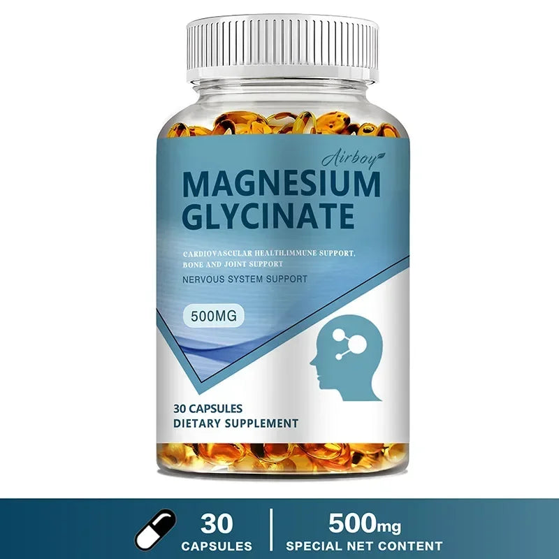 Magnesium Glycinate - Improve Sleep, Relax Nerves, Brain Health, Strengthen Muscles and Bones