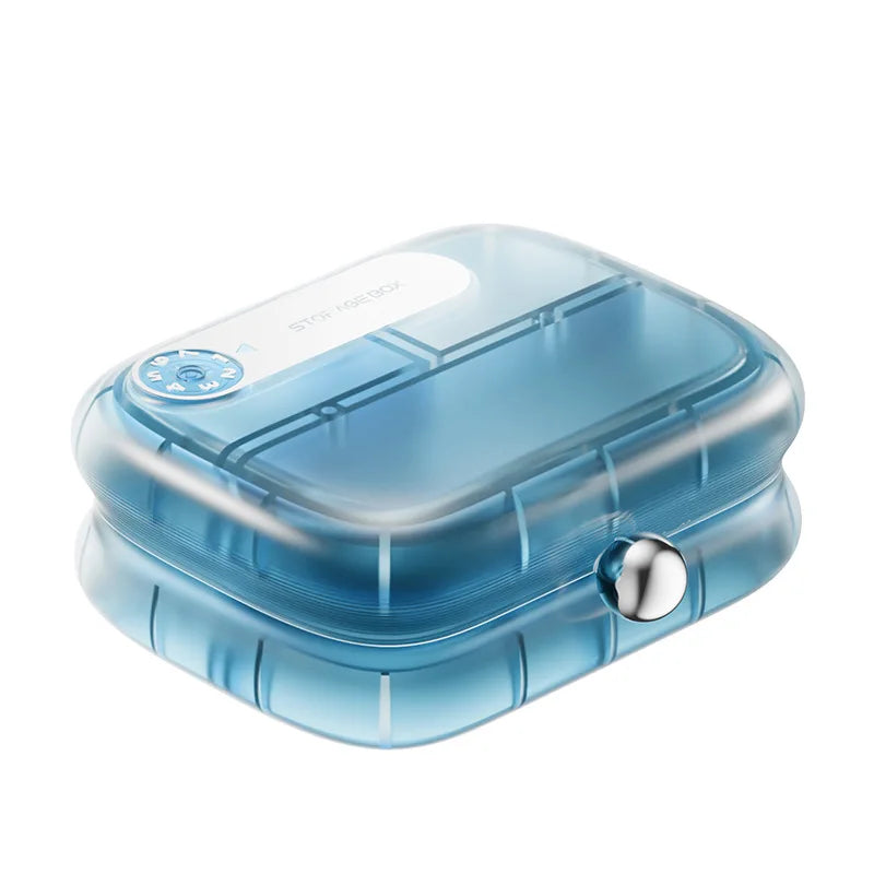 Portable pill box, small pill box for health supplements, vitamins, and weight loss pills, travel pill box for carrying