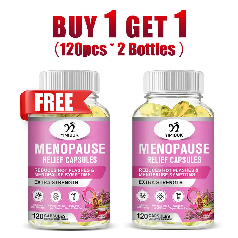 Buy 2 Get 2 Free! Natural Menopause Relief Supplement, for Reduces Hot Flashes & Night Sweats, Mood Balance & Better Sleep