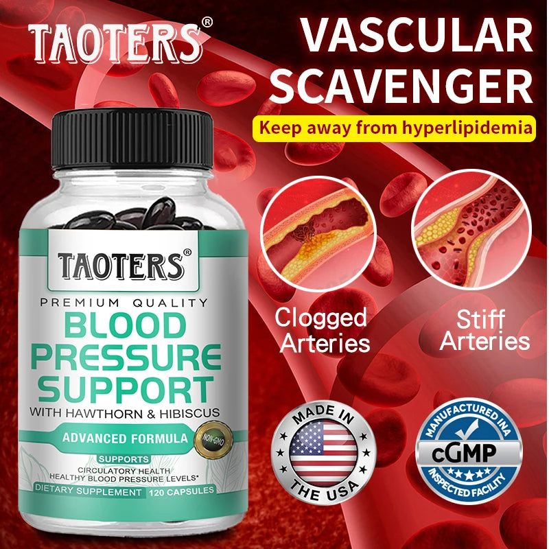 Blood Pressure Support Supplement Capsules, Support Heart Cardiovascular Blood Flow Vein Leg Health Immune & Vascular Wellness