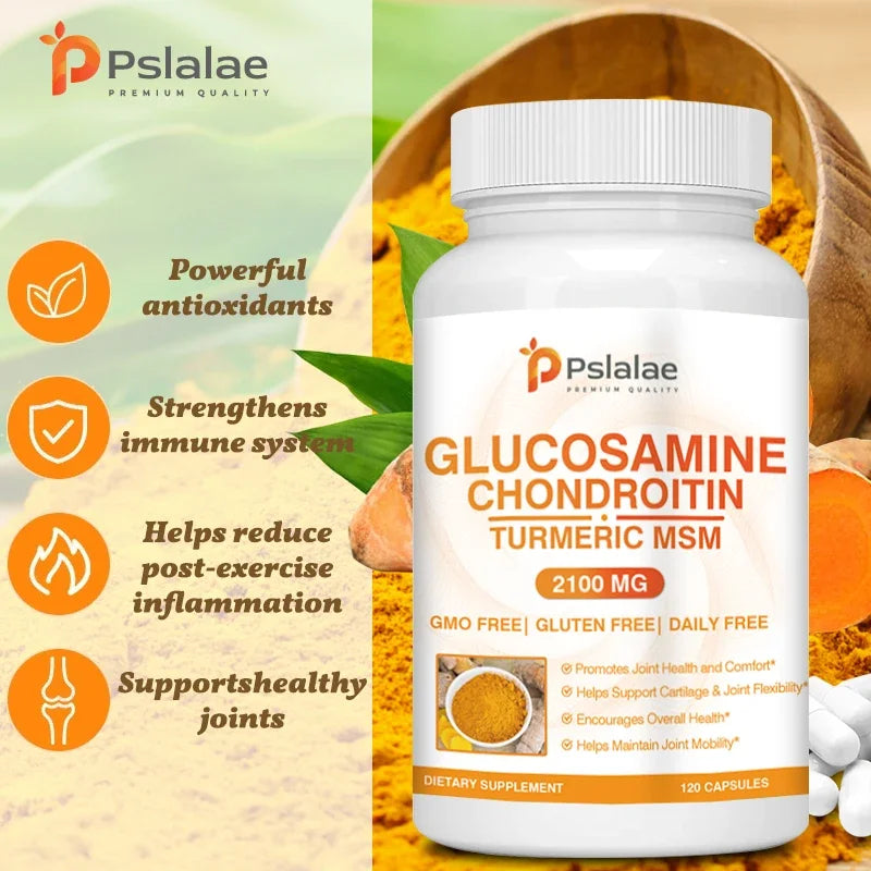 Chondroitin Turmeric MSM Glucosamine Triple Strength 2100 Mg for Hips, Knees, Joints & Back Comfort - Joint Supplements