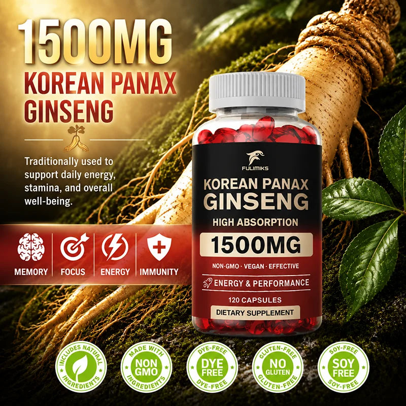 Panax Ginseng 15,000 mg - Red Korean Ginseng Supplement for Men - Extra Strength - Energy, Focus, Productivity & Performance