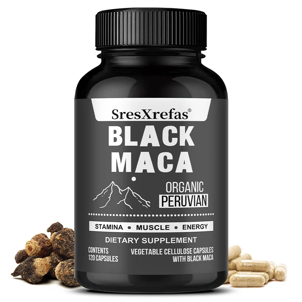 Black Maca Extract 900mg – Organic Peruvian Maca Supplement for Men, High Potency Energy, Mood & Performance Support, Non-GMO