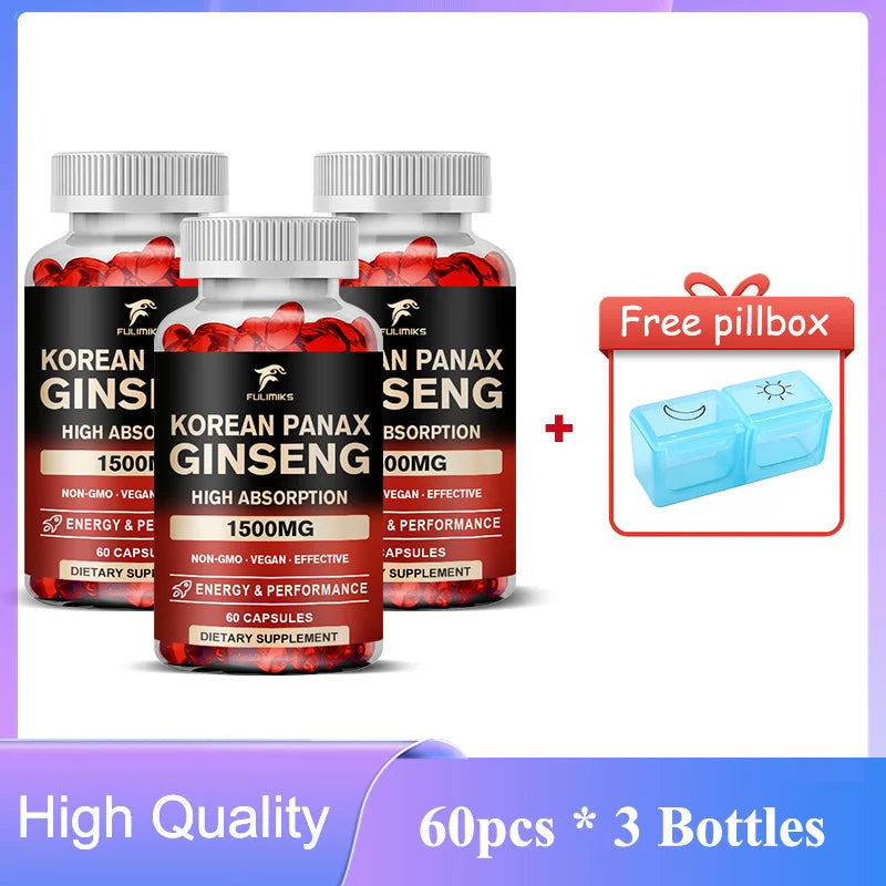 Panax Ginseng 15,000 mg - Red Korean Ginseng Supplement for Men - Extra Strength - Energy, Focus, Productivity & Performance