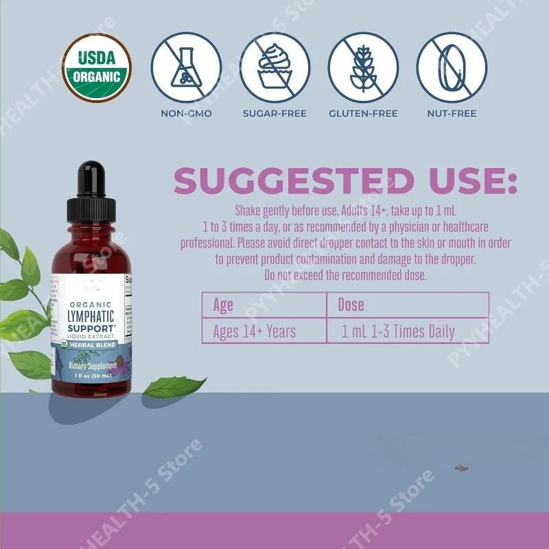 Lymphatic Support Drops Organic Lymphatic Cleanse Immune Support Supplement| Lymphatic Support with Echinacea 30 Servings