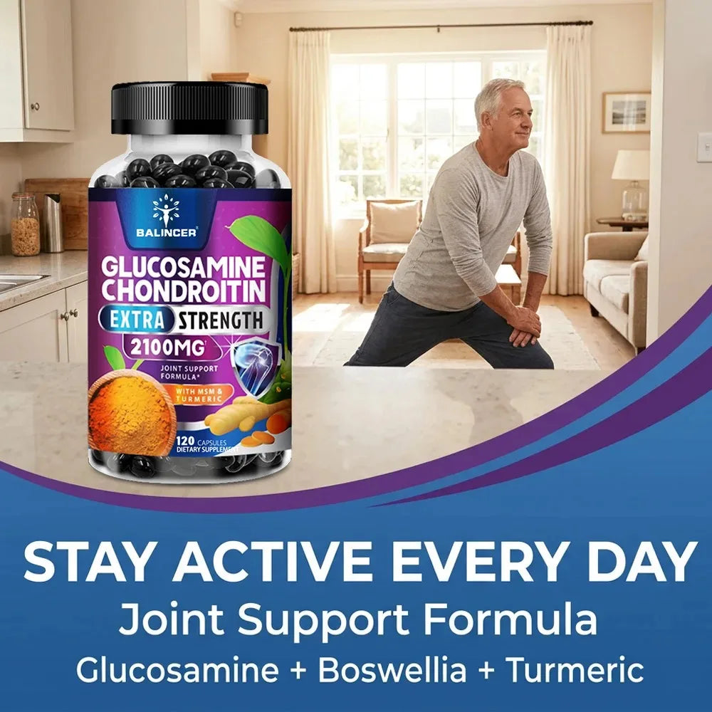 Glucosamine Chondroitin Turmeric & MSM - Joint Health Supplement, Antioxidant, Helps Relieve Back, Knees and Hand Pain