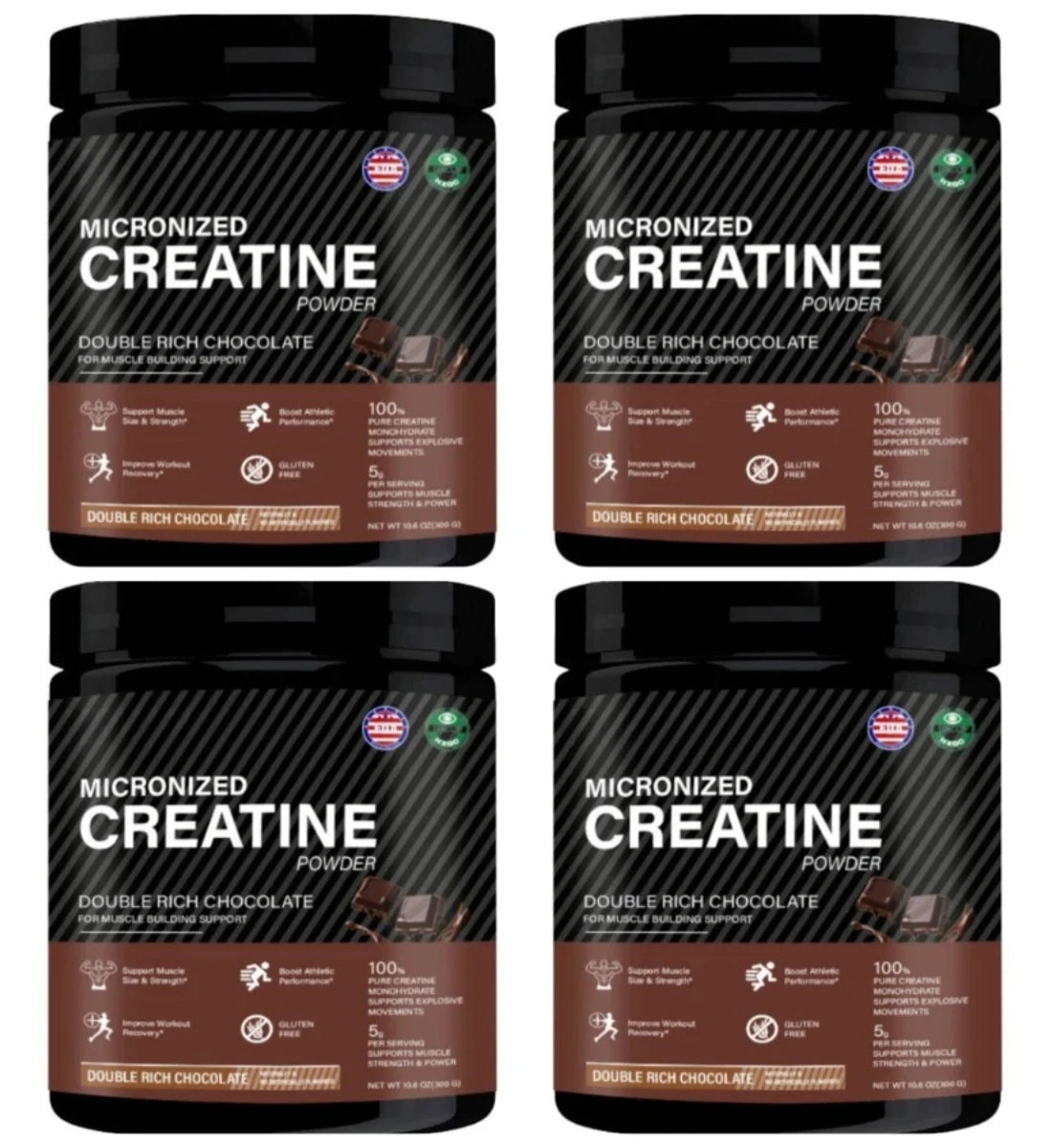 Creatine Monohydrate Powder Muscle Builder Supplements for Women and Men Boosts Exercise Performance Energy Chocolate 300g