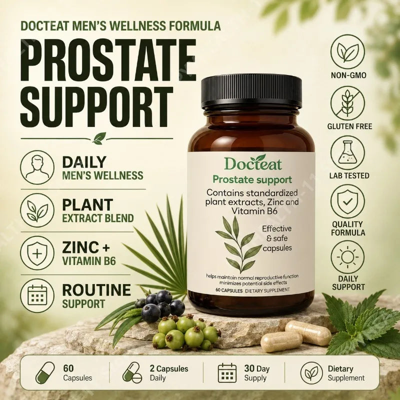 Saw Palmetto Capsules with Nettle Root Zinc Vitamin B6 Herbal Supplement for Men's Daily Wellness 60 Capsules