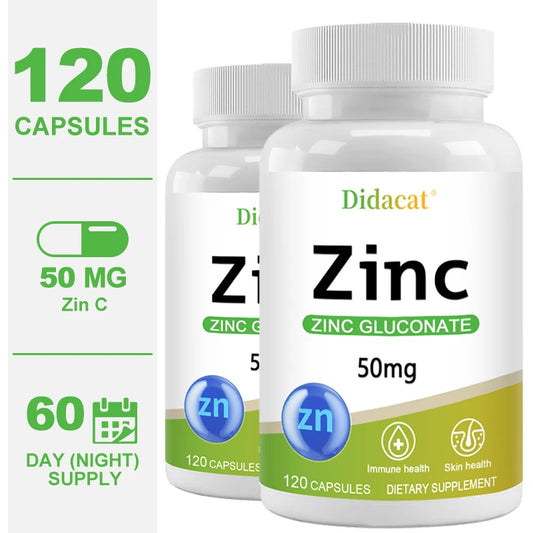Zinc 50 Mg - with Zinc Gluconate, A Well-absorbed Zinc Supplement for Antioxidant and Immune Function and Skin Health