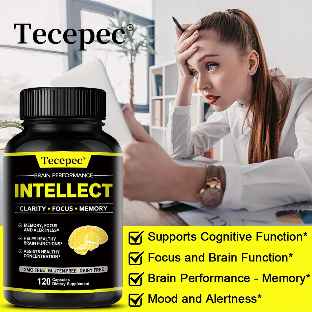 Memory, Focus, Clarity, Energy Brain Supplement - Nootropic Brain Boosters DMAE Bacopa Monnieri & Phosphatidylserine Capsules