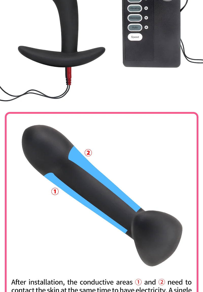 Electric Shock Prostate Massager Anal Vibration Butt Plug Man Vibrator Anal Plug Electro Shock Sex Toys Prostate Orgasm Vibrator