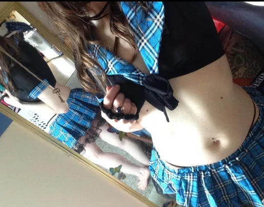 Womens Sexy Costumes School Suit Summer Erotic  Lingerier Party Girl Costume Tie Top Tartan Pleated Skirt Naughty  cheerleader