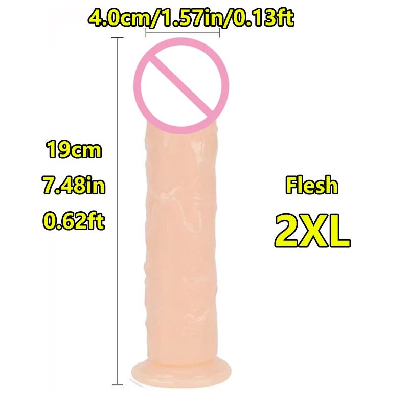Super Cheap 7 Sizes 5 Colors Realistic Soft Jelly Dildo Suction Cup Adult Sex Toy for Women and Men Vaginal and Anal Masturbator