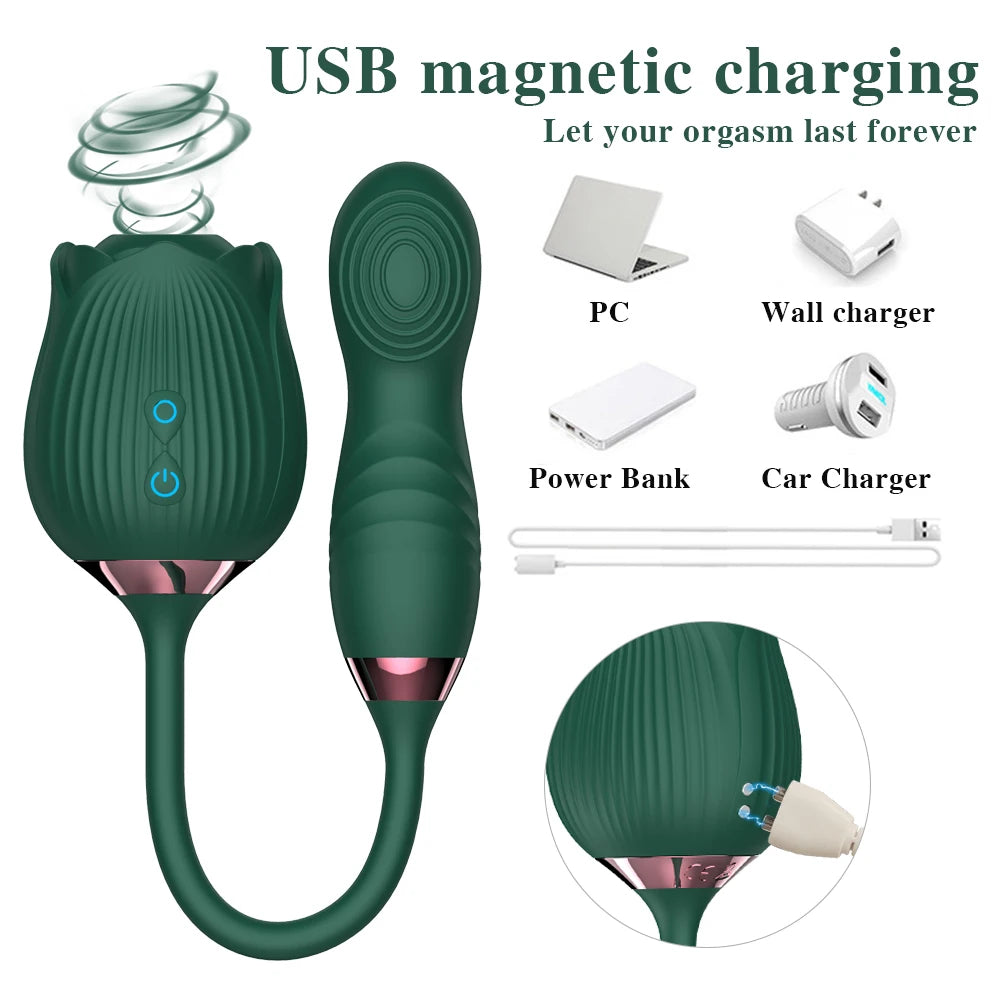 Sex Toy 2 In 1 Sucking Vibrator Nipple Penetration Vagina Rose-Vibrator Stimulator Masturbation Tools Women Audle Product 18+