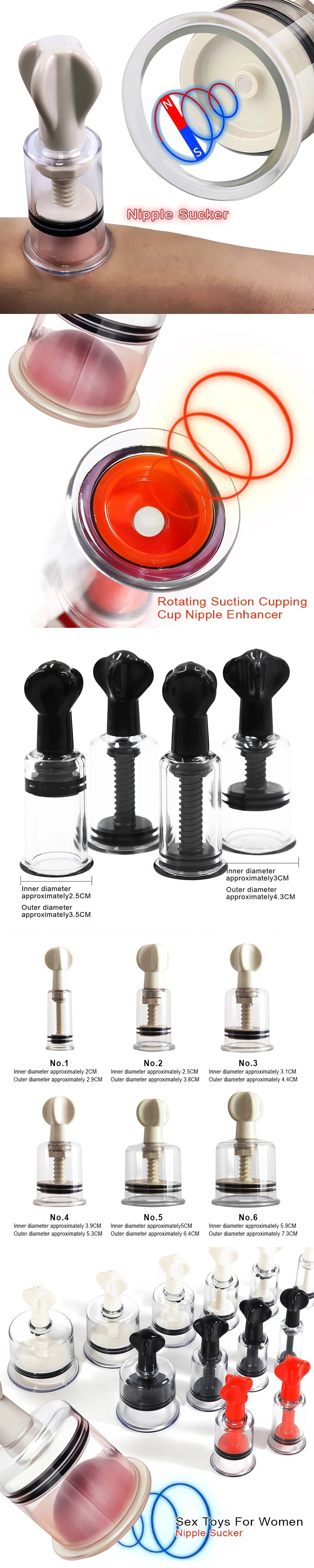 Sex Toys For Women Rotating Suction Cupping Cup Nipple Enhancer Vacuum Cans Anti Cellulite Massager Adult Game Flirt Erotics kit