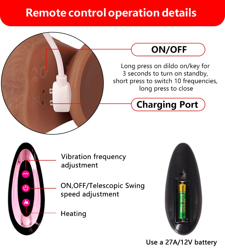 Realistic Dildo Telescopic Vibrator Masturbation Anal plug for Women Thrusting Dick Penis Adult Heating Remote Control Sex toys