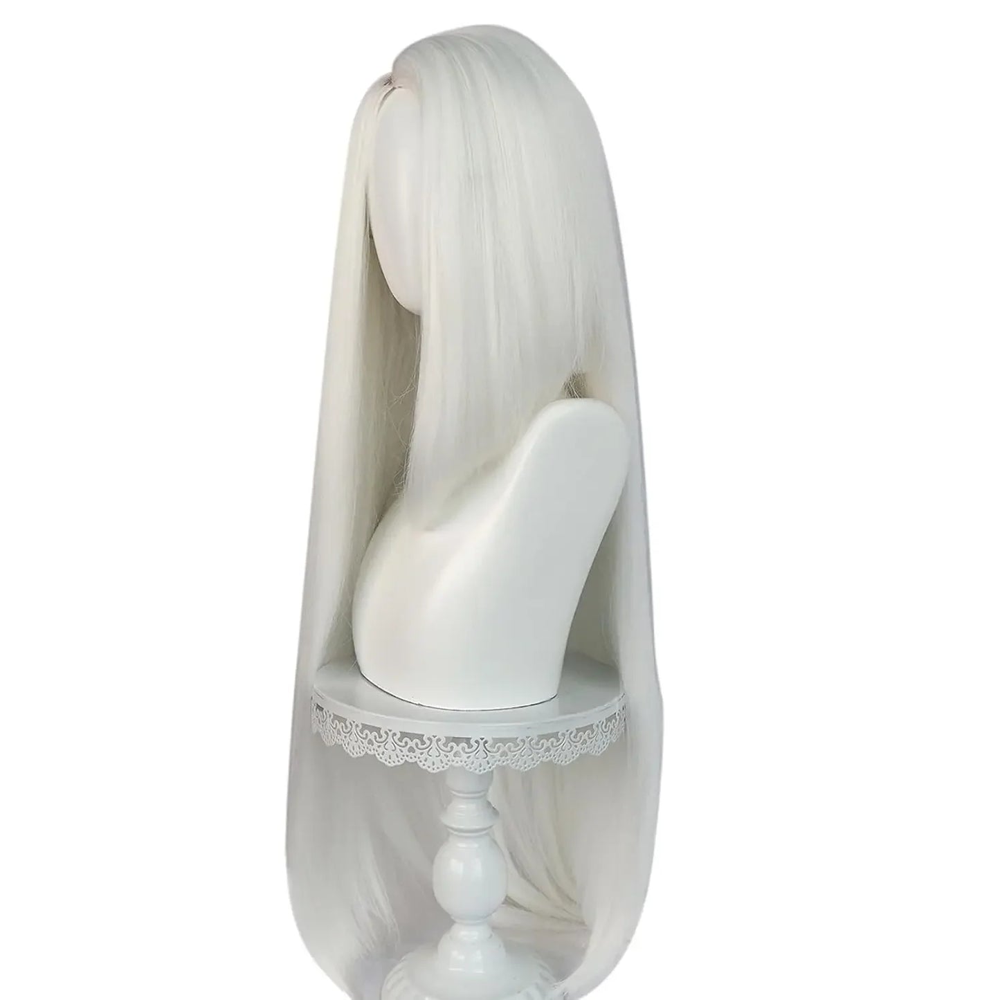 Vaggie Wig for Women Long Straight White Synthetic Wig with Bangs Vaggie Cosplay wig Inuyasha Wig Long Wigs Women