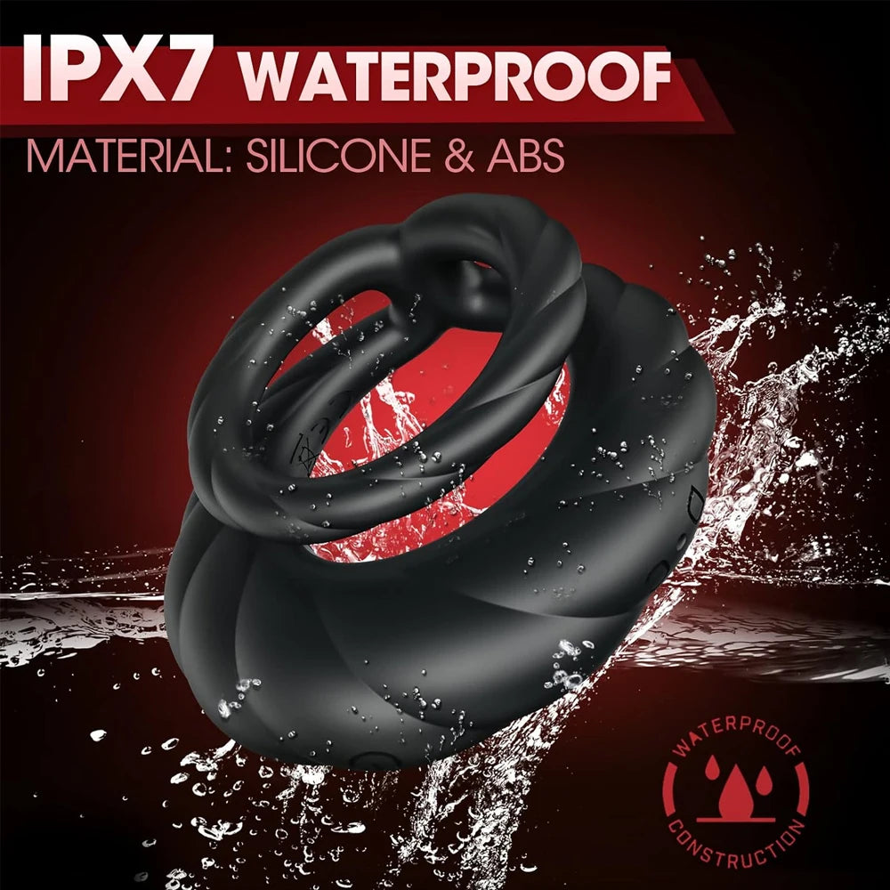 Cock Ring Vibrator APP Bluetooth Controlled Double Ring for Longer Harder Stronger 10 Vibrations Sex Toy for Men Masturbator