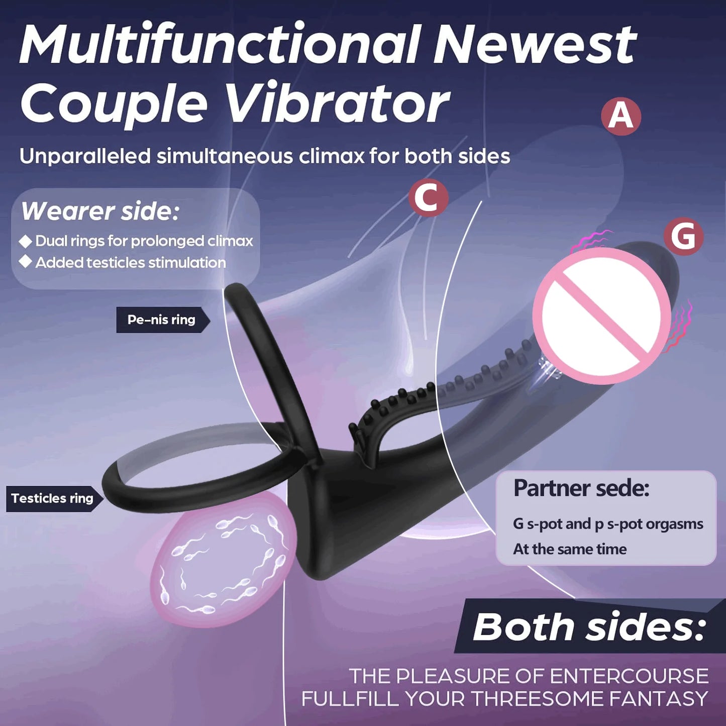 Sex Toy for Men Silicone Butt Plug Double Penetration Dildo Vibrator With Cock Ring Delayed Ejaculation Anal Plug Adult Supplies