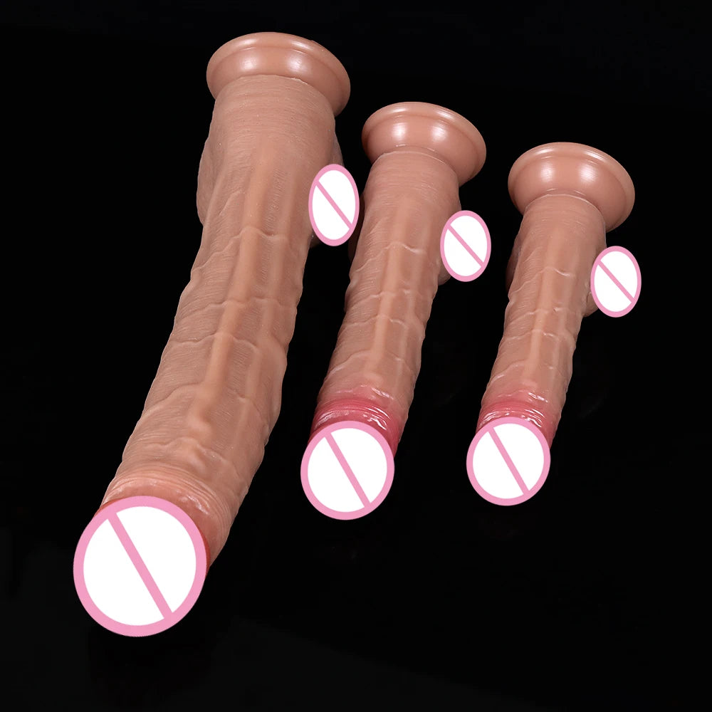Spuer Bigger Realistic Dildos Silicone Layer Penis with Suction Cup Adult Sexy Toys for Woman Men Vagina Anal Massage Stimulator