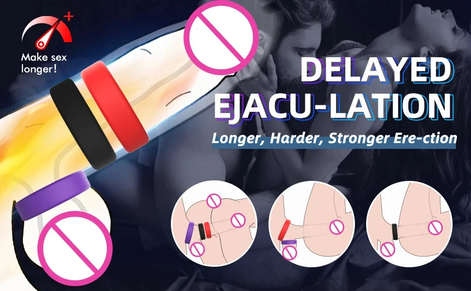 Cock Ring Durable Silicone Penis Rings Male Delayed Ejaculation Rubber Rings Sex Toy For Men Couple Stretcher Scrotum Rings