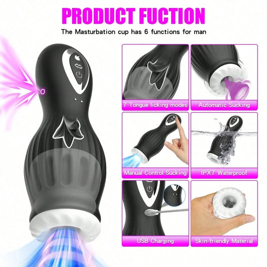 Male Masturbator Sex Toys for Men Penis Vibrator Pocket Training Stroker with 7 Sucking And 7 vibration modes Adult Toy Male 18+