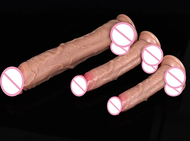 Spuer Bigger Realistic Dildos Silicone Layer Penis with Suction Cup Adult Sexy Toys for Woman Men Vagina Anal Massage Stimulator
