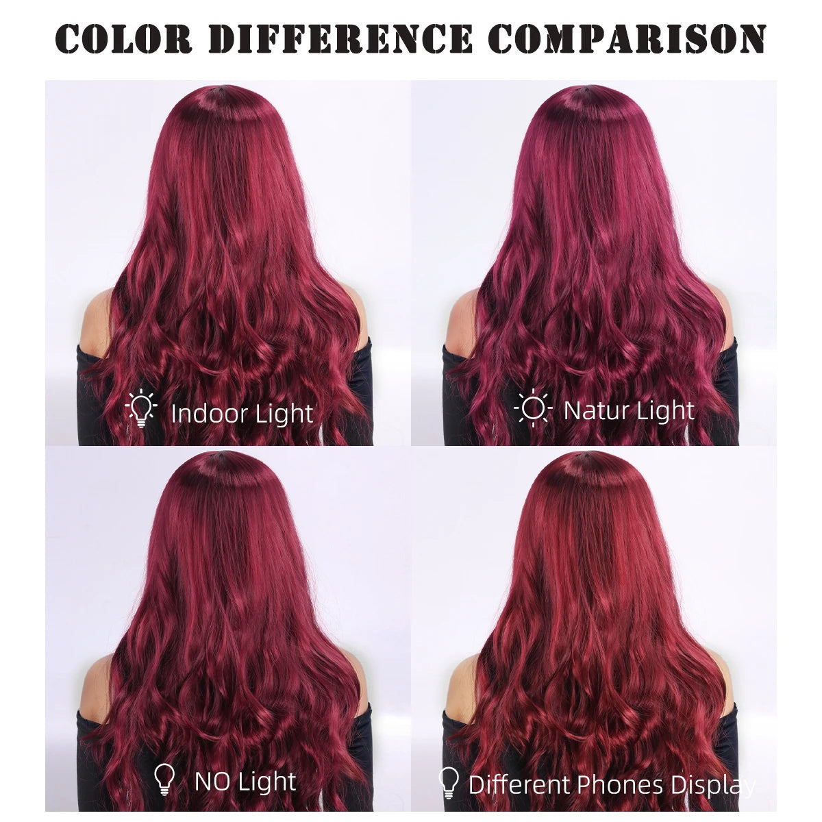 Wig, European and American style, women's curly hair, synthetic fiber head cover, wine red, center parting, synthetic fiber wig