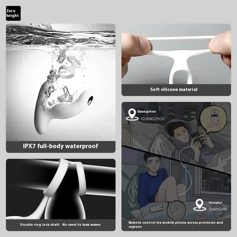 APP Remote Control Prostate Massager with Pulse Electric Shock Heating Vibrations Delayed Ejaculation Ring for Men Adult Toys