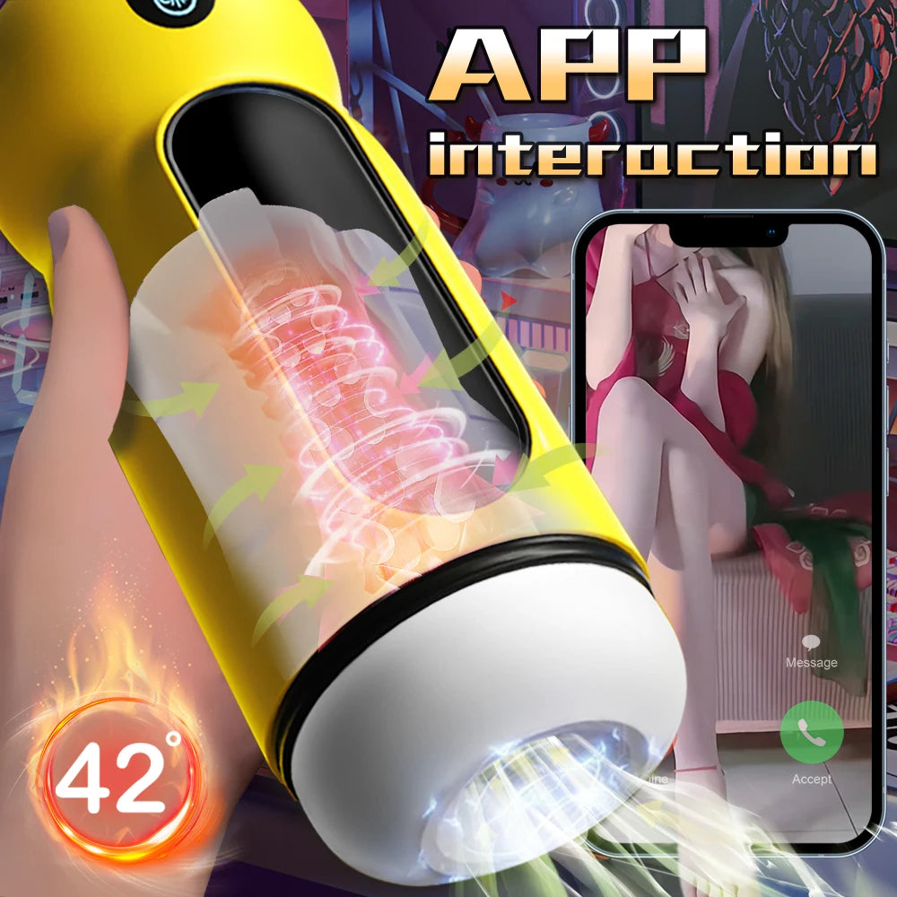 Male Masturbator Automatic Sucking Vibration Blowjob Machine Heating Pussy Penis Pump Masturbation Cup Sex Toys for Men Supplies