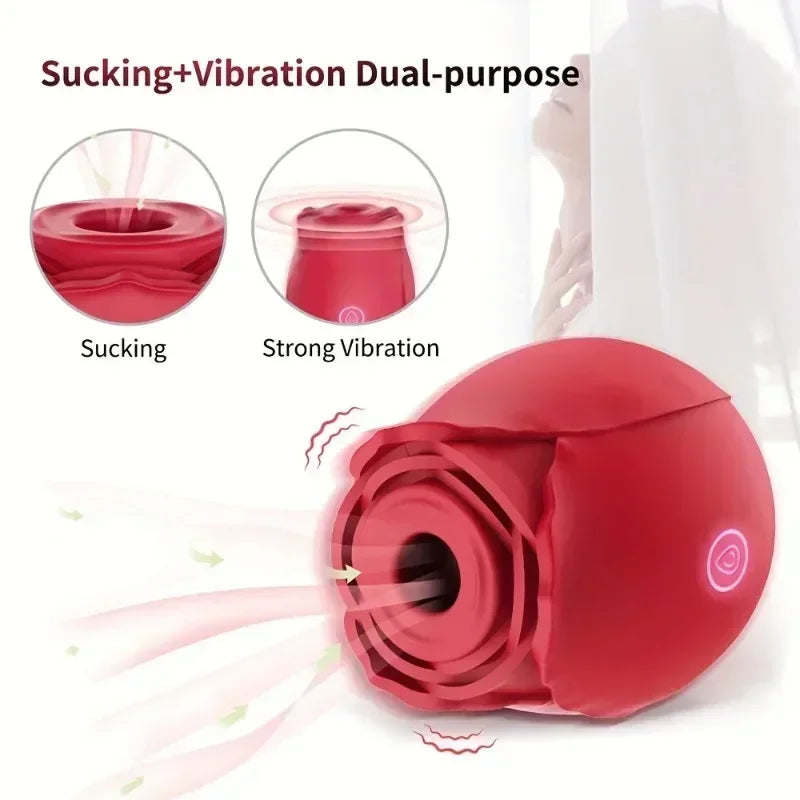 Female Powerful Sucking-Rose Vibrator Toy for Women Vacuum Stimulator Oral Nipple Clit Sucker Female Sex Toys Goods for Adults
