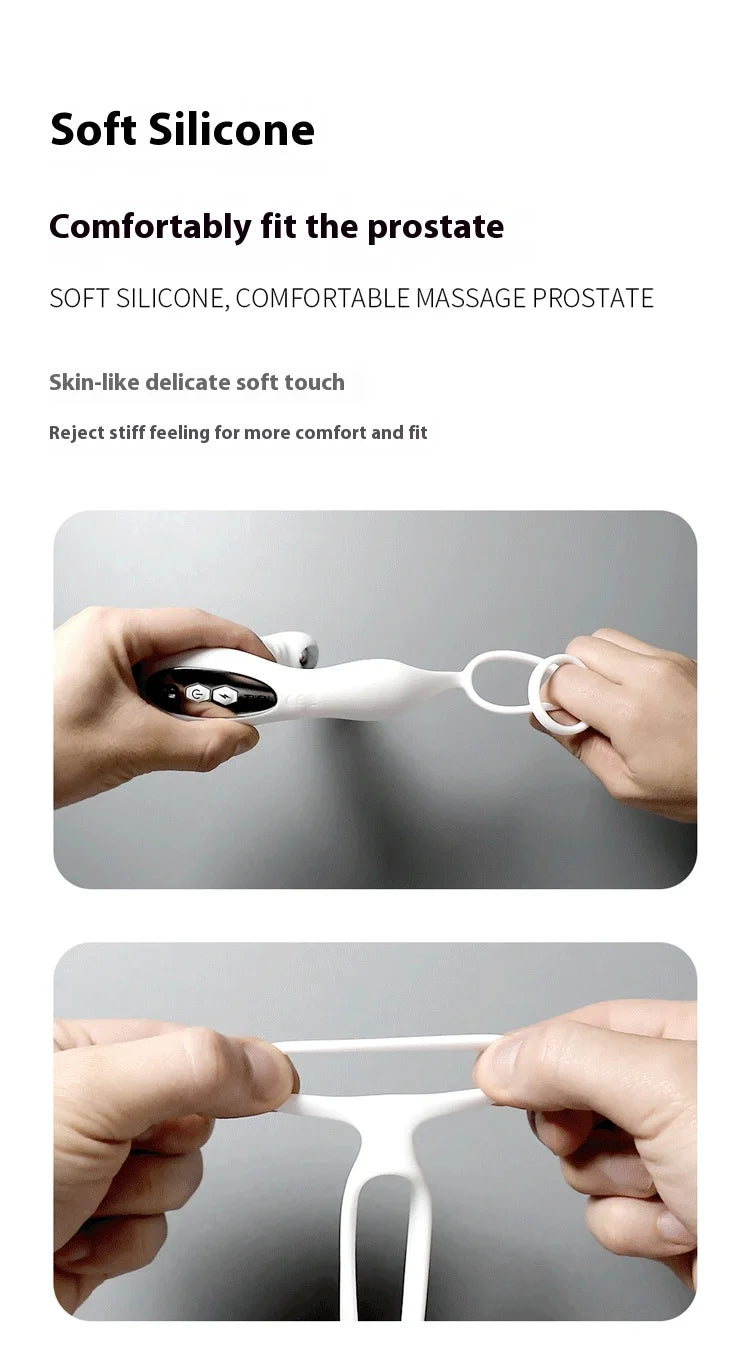 APP Remote Control Prostate Massager with Pulse Electric Shock Heating Vibrations Delayed Ejaculation Ring for Men Adult Toys