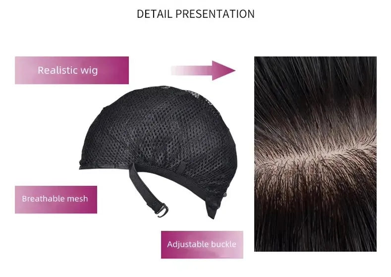 Cartoon Character Cosplay Hair Extensions Synthetic Wigs Natural Breathable Head Cover Black Long Straight Wig Hat for Women