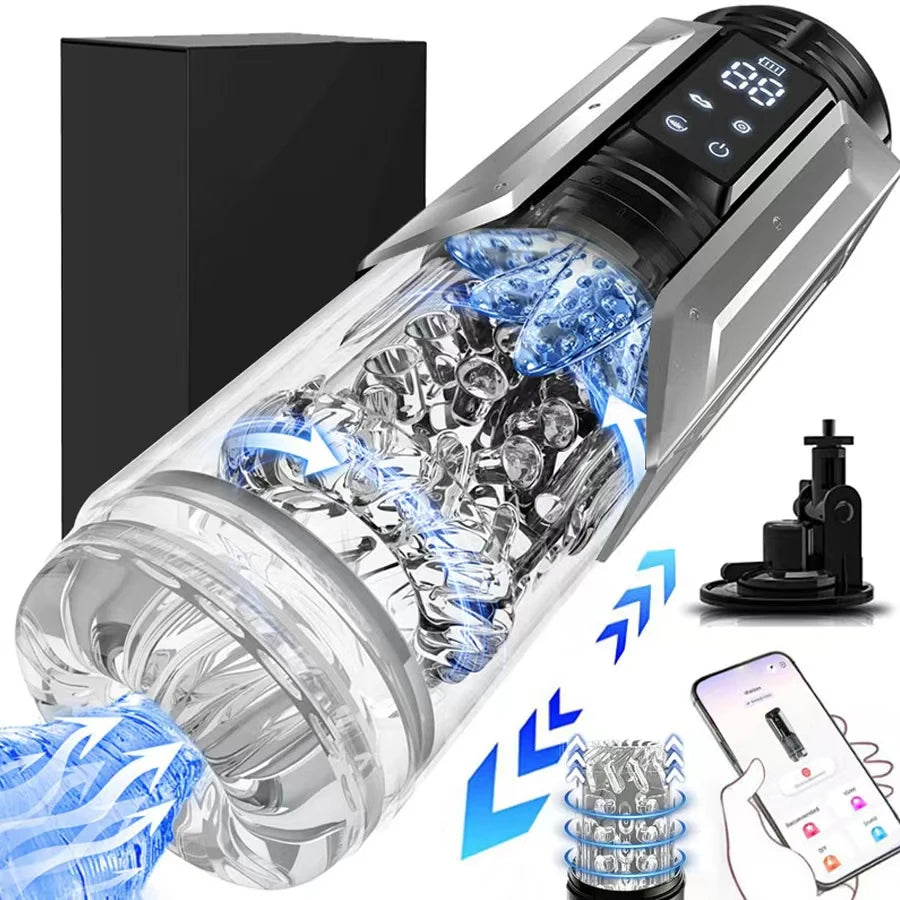 Telescopic Rotation Masturbator Cup Vagina Masturbation Blowjob Adults Sex Toys for Men Male Piston Automatic Mastubator