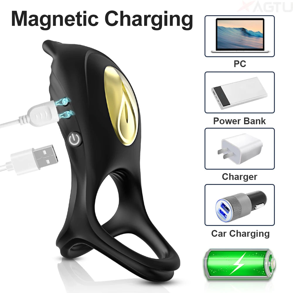 Cock Ring for Men Sucking Clitoral Vibrator Delay Ejaculation Sex Toys for Couples Clitoral stimulator Adult Penis Ring Cockring