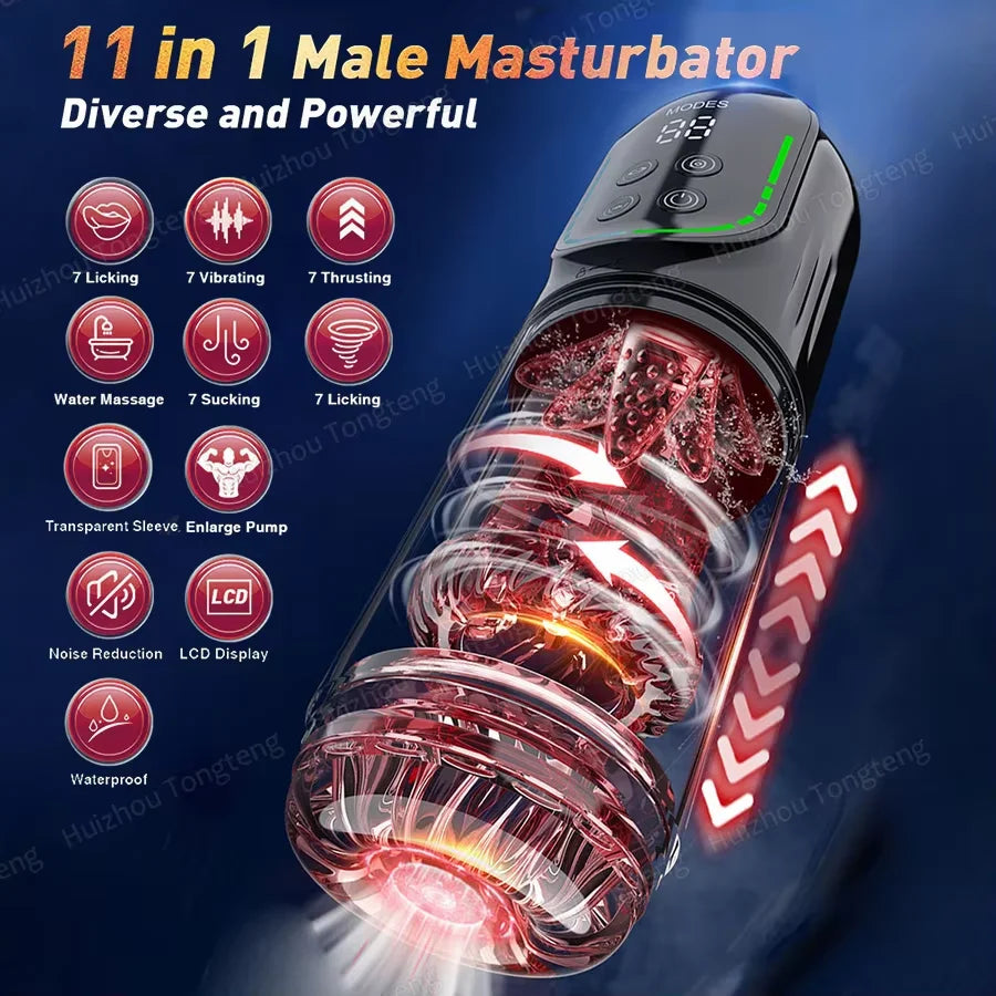 Telescopic Rotation Masturbator Cup Sucking Penis Pump Pocket Pussy Blowjob Sex Toys Stroker Piston Automatic Mastubator for Men