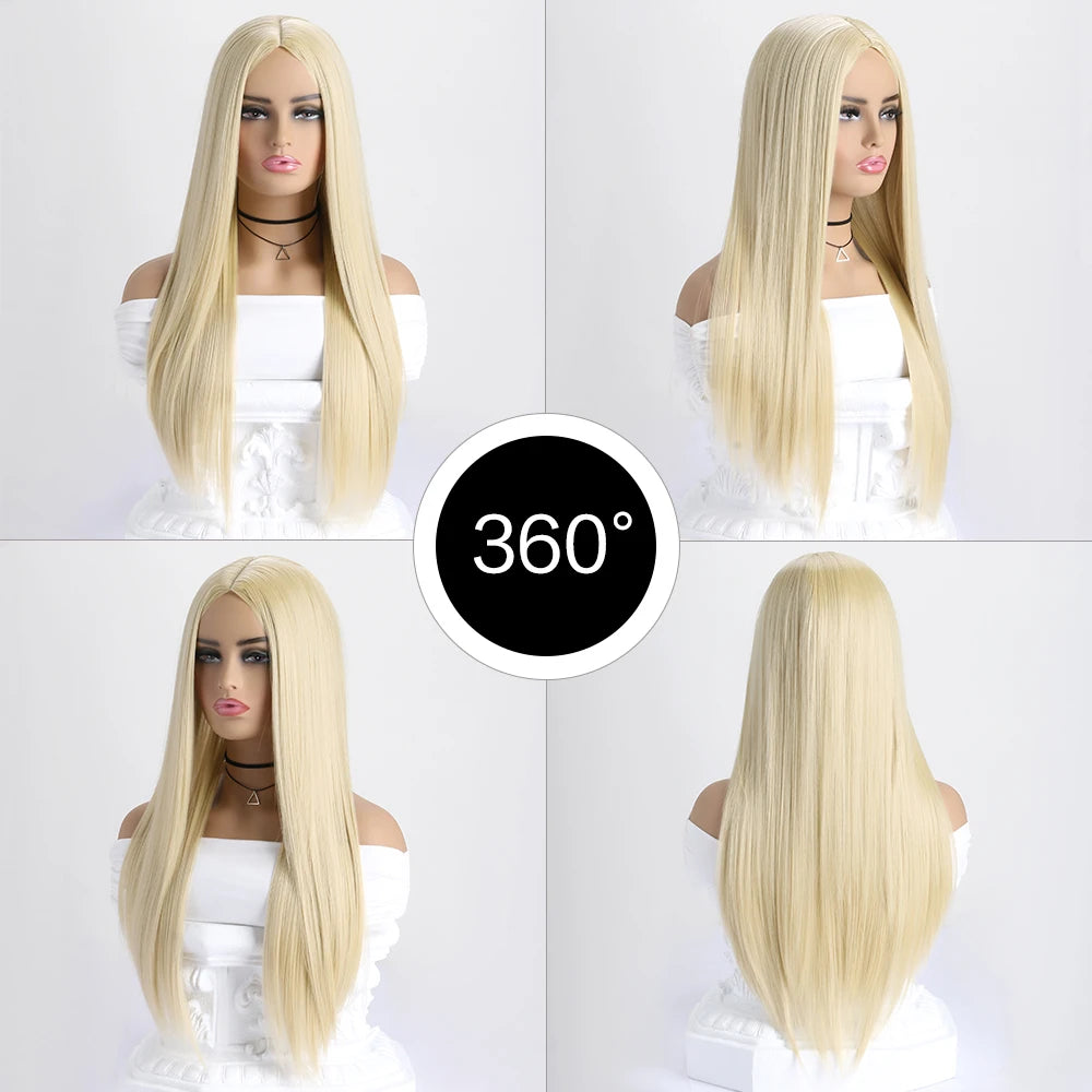 26Inch Colour Wig Long Straight Synthetic Wig for Women Fashion Wig for for Daily Halloween   Costume Party Cosplay ﻿