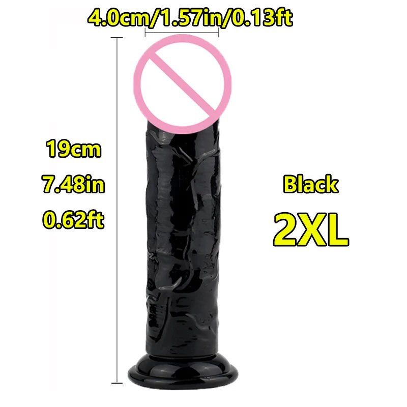 Super Cheap 7 Sizes 5 Colors Realistic Soft Jelly Dildo Suction Cup Adult Sex Toy for Women and Men Vaginal and Anal Masturbator