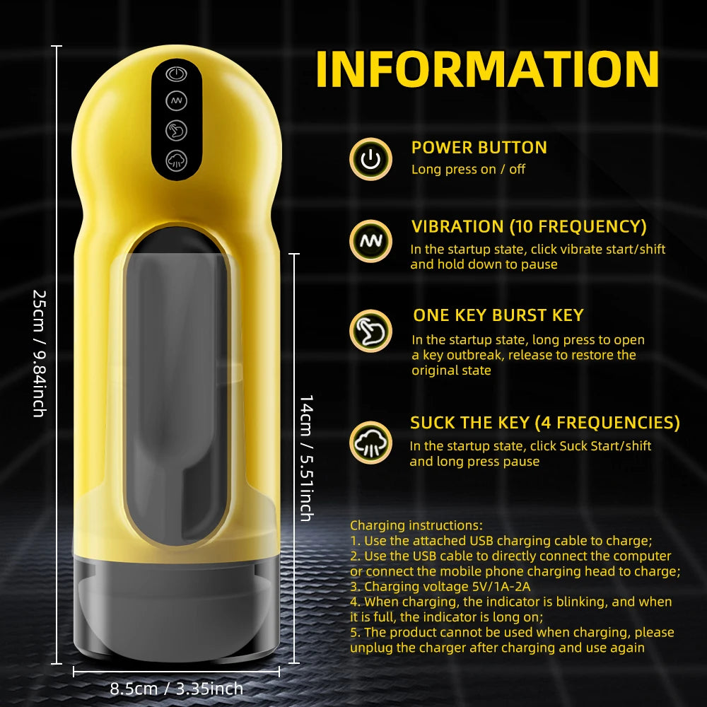 Male Masturbator Automatic Sucking Vibration Blowjob Machine Heating Pussy Penis Pump Masturbation Cup Sex Toys for Men Supplies