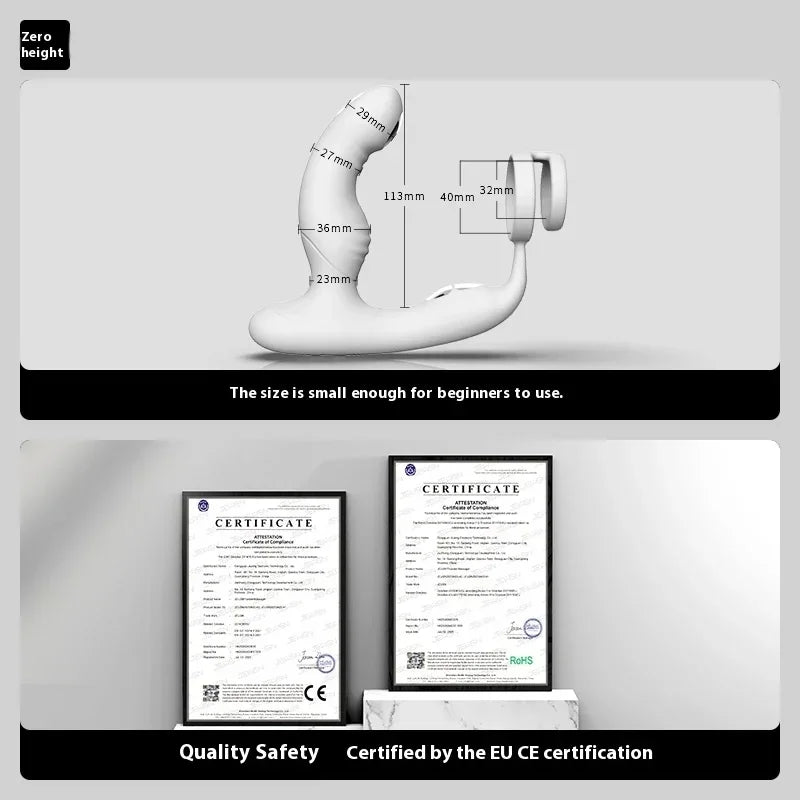 APP Remote Control Prostate Massager with Pulse Electric Shock Heating Vibrations Delayed Ejaculation Ring for Men Adult Toys