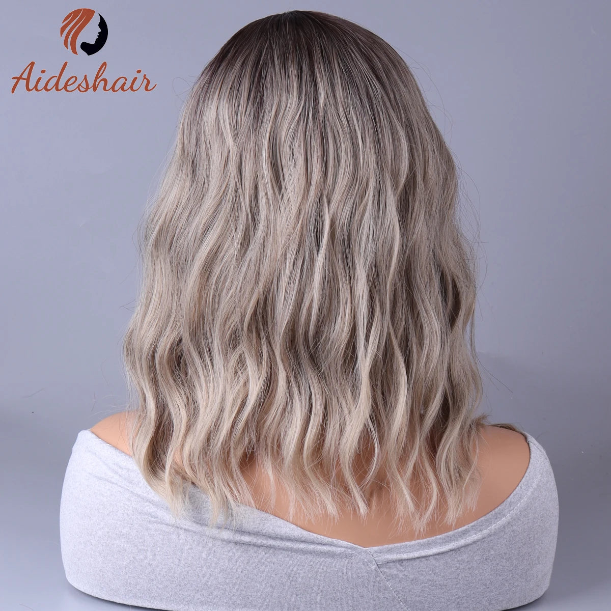 Synthetic wig 2023 New Internet celebrity style with fringe gradually light gray wigs European and American